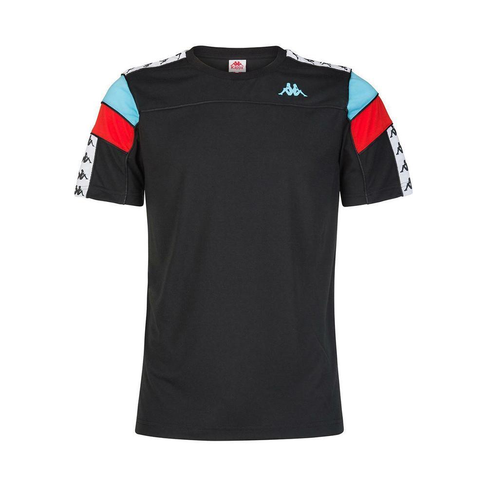 kappa t-shirt kappa. nero/bianco/turchese/rosso