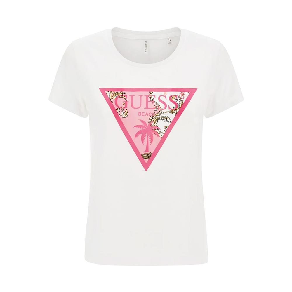 guess t-shirt guess. bianco/fucsia - foto 1