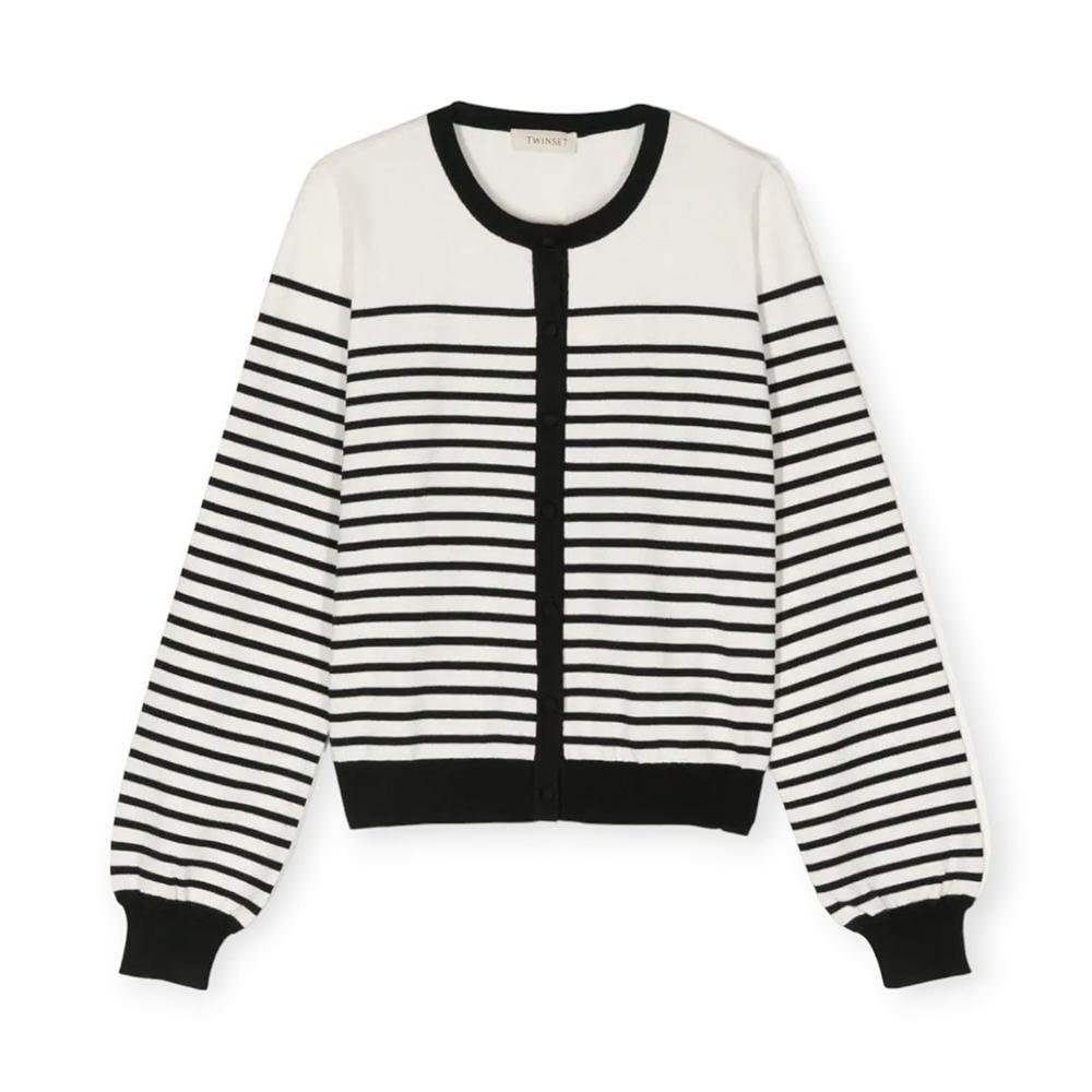 twin set cardigan twinset. bianco/nero - foto 1