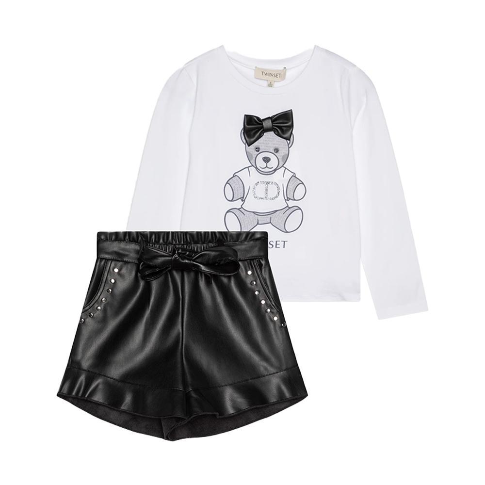 twin set completo twinset. bianco/nero - foto 1